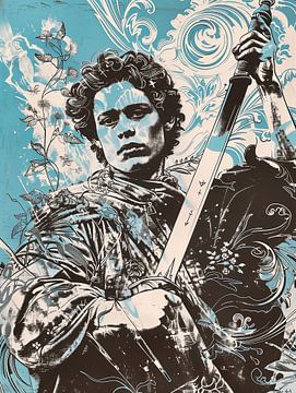 Alexander the Great | Art Nouveau vintage copper engraving pop art in blue by Frank Daske | Foto & Design