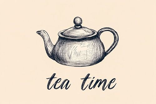 Minimalistische schets van theepot