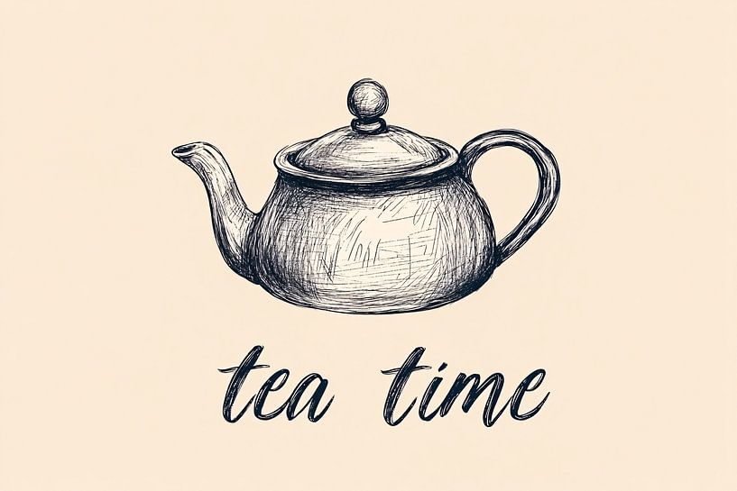 Minimalist sketch of teapot by Imperial Art House