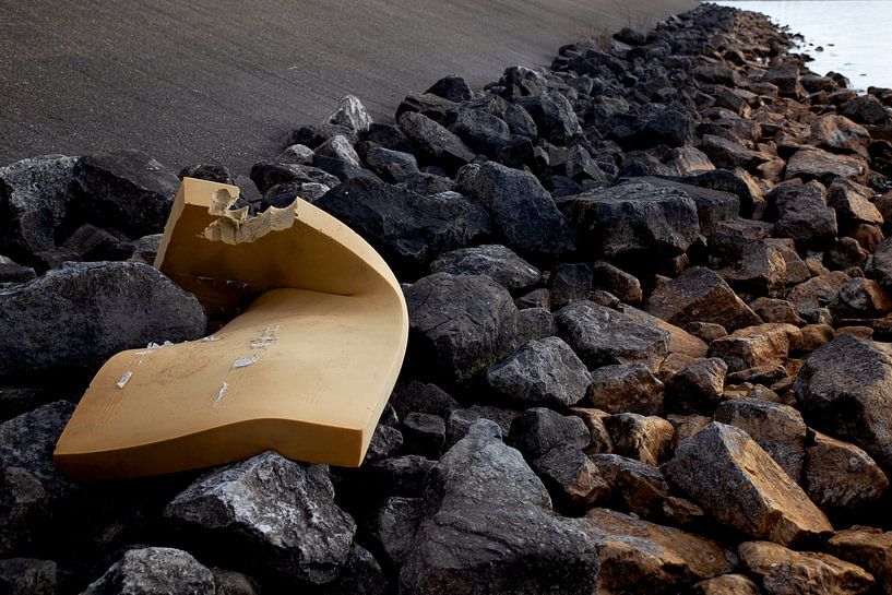 Real Life Still life man and environment | mattress on stones by Lilian Bisschop