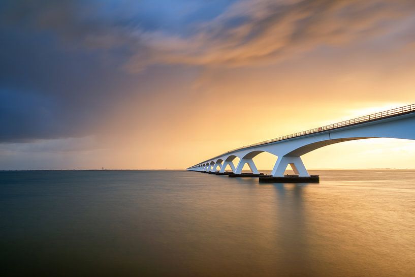 Zeeland bridge in the golden hour by Jenco van Zalk
