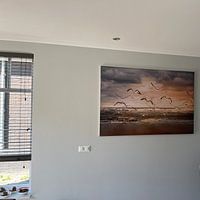 Klantfoto: vliegende zeemeeuwen over het strand van Marinus Engbers, als art frame