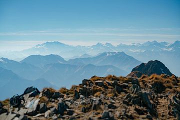 View from Monte Limidario Gridone to Dufour Peak Aosta Valley by Leo Schindzielorz