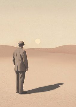 De man in de woestijn - Surrealistische retroscène van Niklas Maximilian