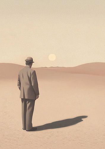 De man in de woestijn - Surrealistische retroscène