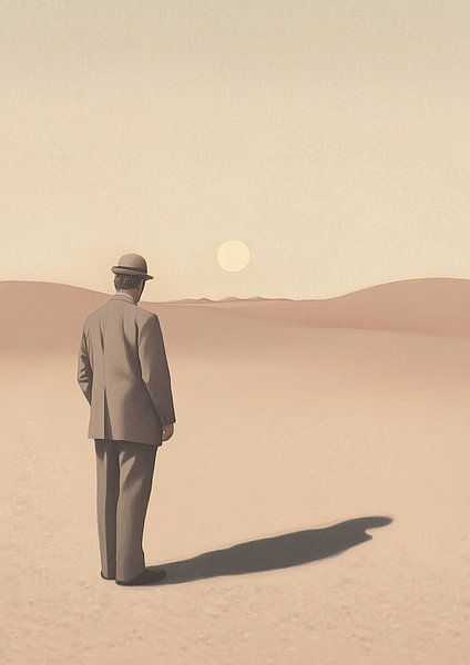 Der Mann in der Wüste – Surrealistische Retro-Szene von Niklas Maximilian