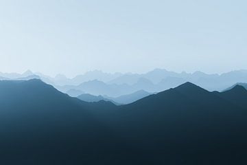 Zonsondergang vanaf bergtop in Dolomieten