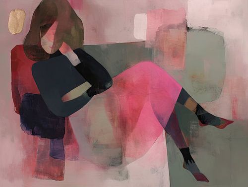 Modern Woman by Abstract Painting