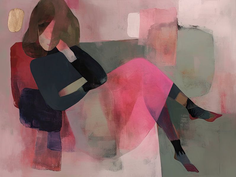 Moderne Vrouw van Abstract Schilderij