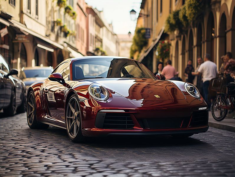 Red Porsche in the City_1 by Bianca Bakkenist