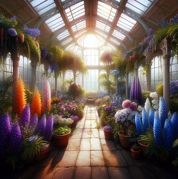 Orangerie met wilde bloemen van Yvonne van Huizen