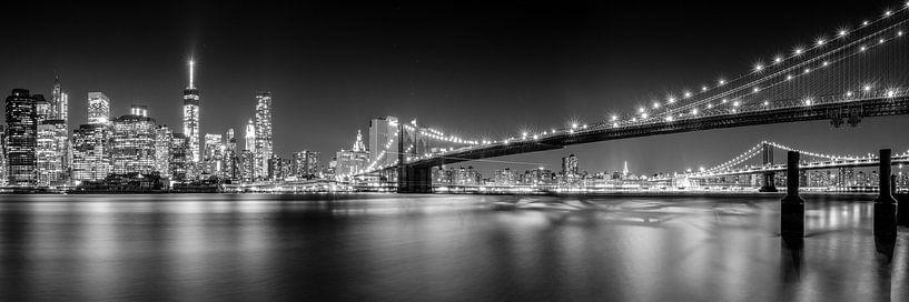 New York City Skyline bei Nacht (Schwarzweiß) von Sascha Kilmer