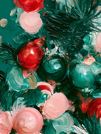 Close-Up Christmas Baubles in Teal and Pink by Mosaic Dialogue