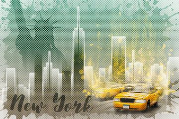 Grafische Kunst in NEW YORK Mix No. 6 | groen en geel | spatten
