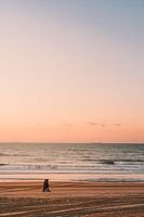 Sunset on the beach in Wenduine (De Haan) Belgian coast