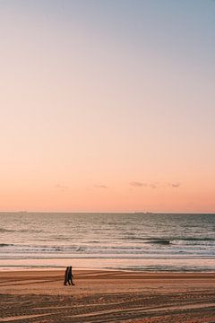 Sunset on the beach in Wenduine (De Haan) Belgian coast by Elke Wendrickx