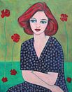 WomanRedHairAndFlowers van Lucienne van Leijen thumbnail