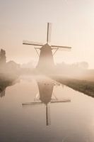 Dutch Windmill, Foggy Sunset