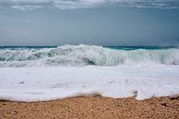 Waves crashing in Greece