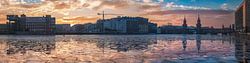 Berlin Mediaspree Panorama im Winter zum Sonnenuntergang