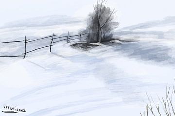 Sneeuwlandschap,wintertijd van Monique Schilder