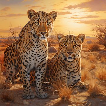 Leopards in savannah by The Xclusive Art