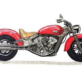 Drawing of an Indian motorcycle by Lonneke Kolkman