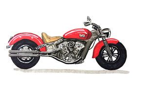 Tekening van een Indian motorfiets van Lonneke Kolkman
