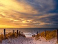 The most beautiful beach entrance of Katwijk aan Zee at sunset