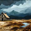 verlassene Hütte im Gebirge, Gewitterstimmung von Nick Wendt