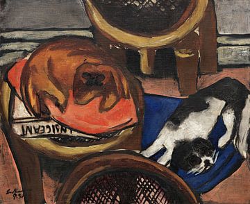 Max Beckmann - Majong en Chilly (Honden) (1930) van Peter Balan