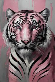 Abstrakt Rosa und Silber Tiger Malerei