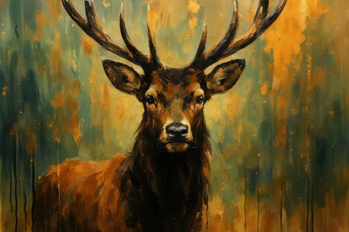 Hert portret in penseel