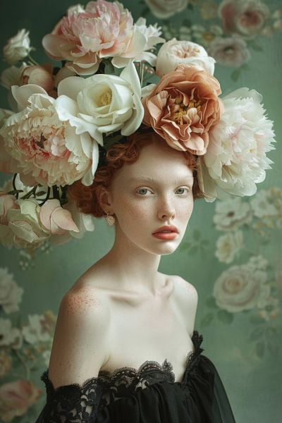 Flower crown and freckles by Poster Art Shop