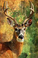 Dynamic deer portrait with abstract background