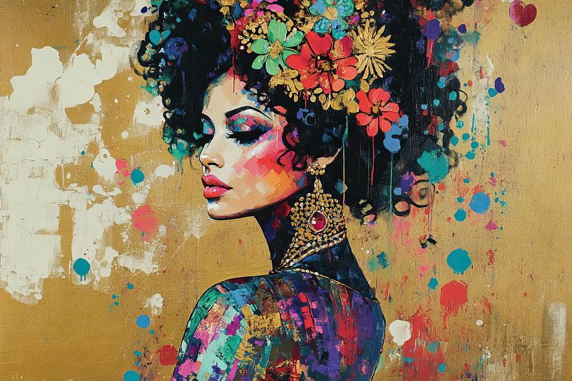 Woman with Flowers by Eye catching paintings