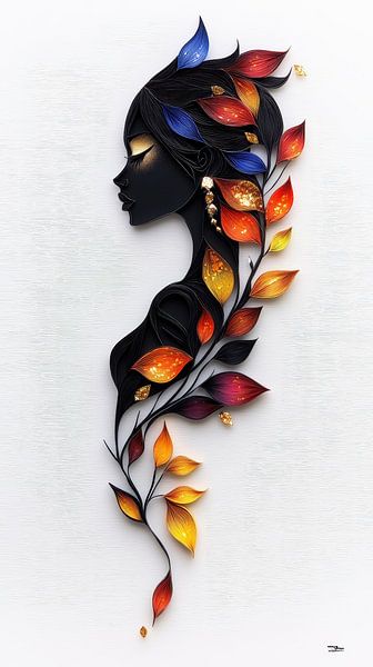 Frauenporträts in Papier, Gold und Multicolour von Gelissen Artworks