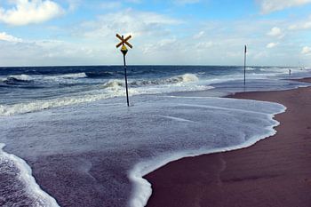 Sturmflut am Strand bei Westerland auf Sylt
