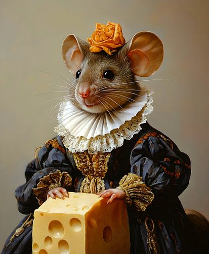 Maus mit Käse Porträt
