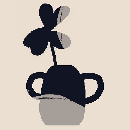 Bloem in vaas. Boho Retro Abstract stilleven nr. 6