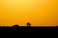 Fishermen at sunset
