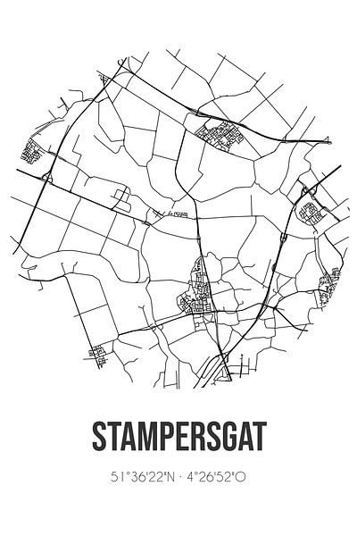 Stampersgat (North Brabant) | Map | Black and White by Prints of Place