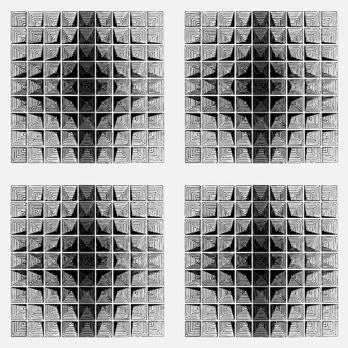 Wit-zwarte collage geïnspireerd door Piet Mondriaan