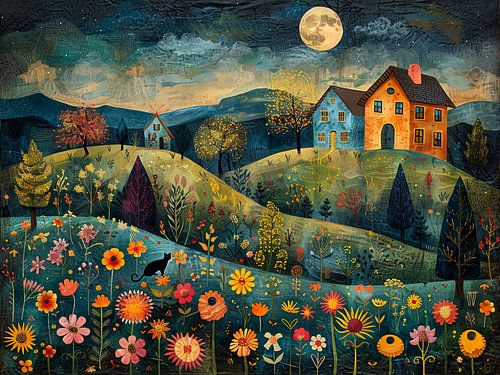 plattelandsdorp schilderij