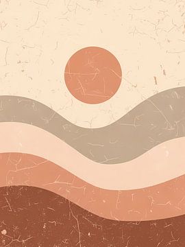 Wavy Desert Sunset with Vintage Texture