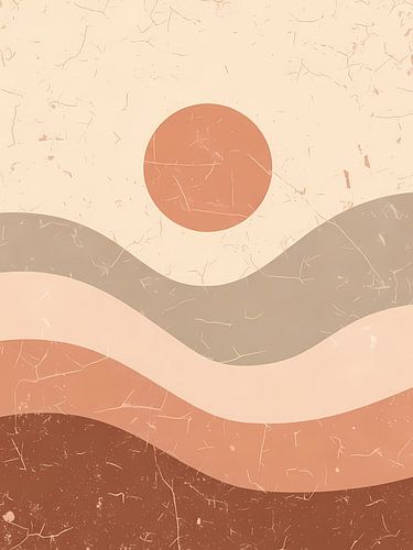 Wavy Desert Sunset with Vintage Texture