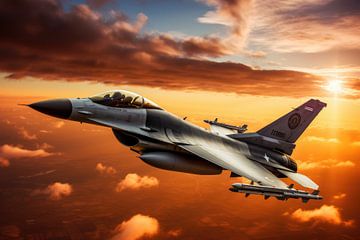 F16 Vliegtuig van Digitale Schilderijen