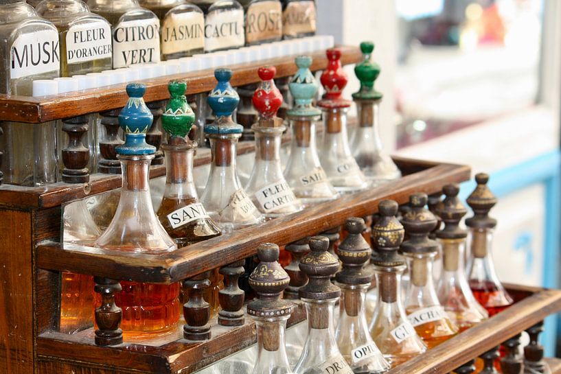 Perfume bottles in Tunis' medina by Judith van Wijk