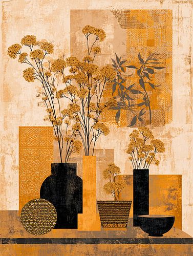 Orange Blumen | Floral Boost von Blickfänger Gemälde