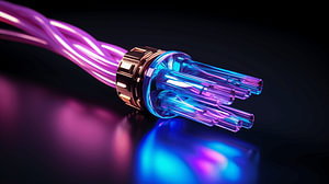 Glasfaserkabel für schnelles Internet in Neonfarben